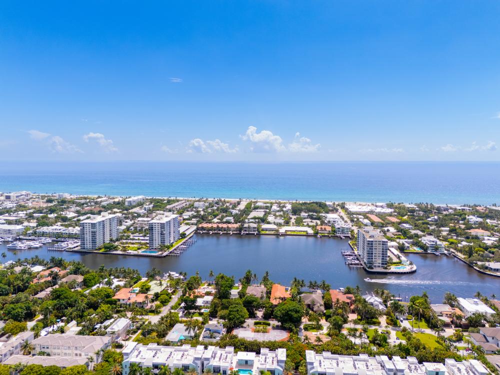 Aerial shot of delray florida
